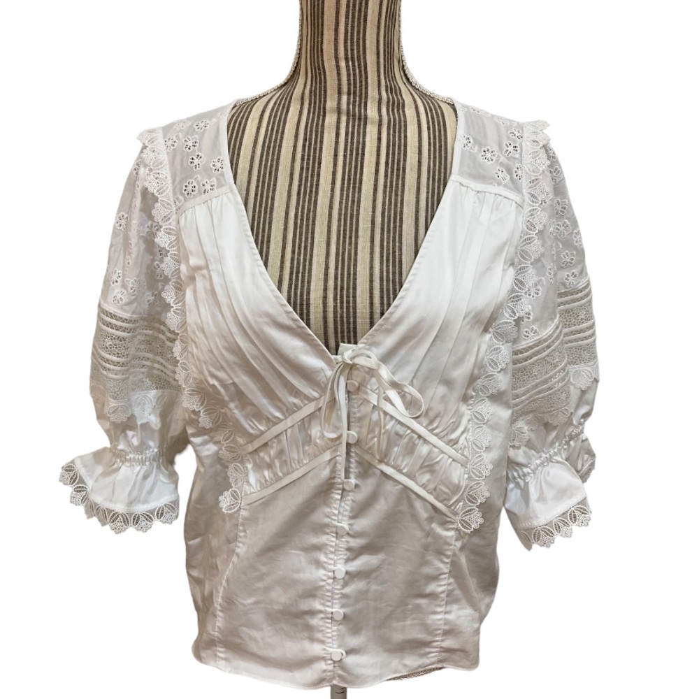 Self-Portrait white Broderie Anglais corset top  10  NEW
